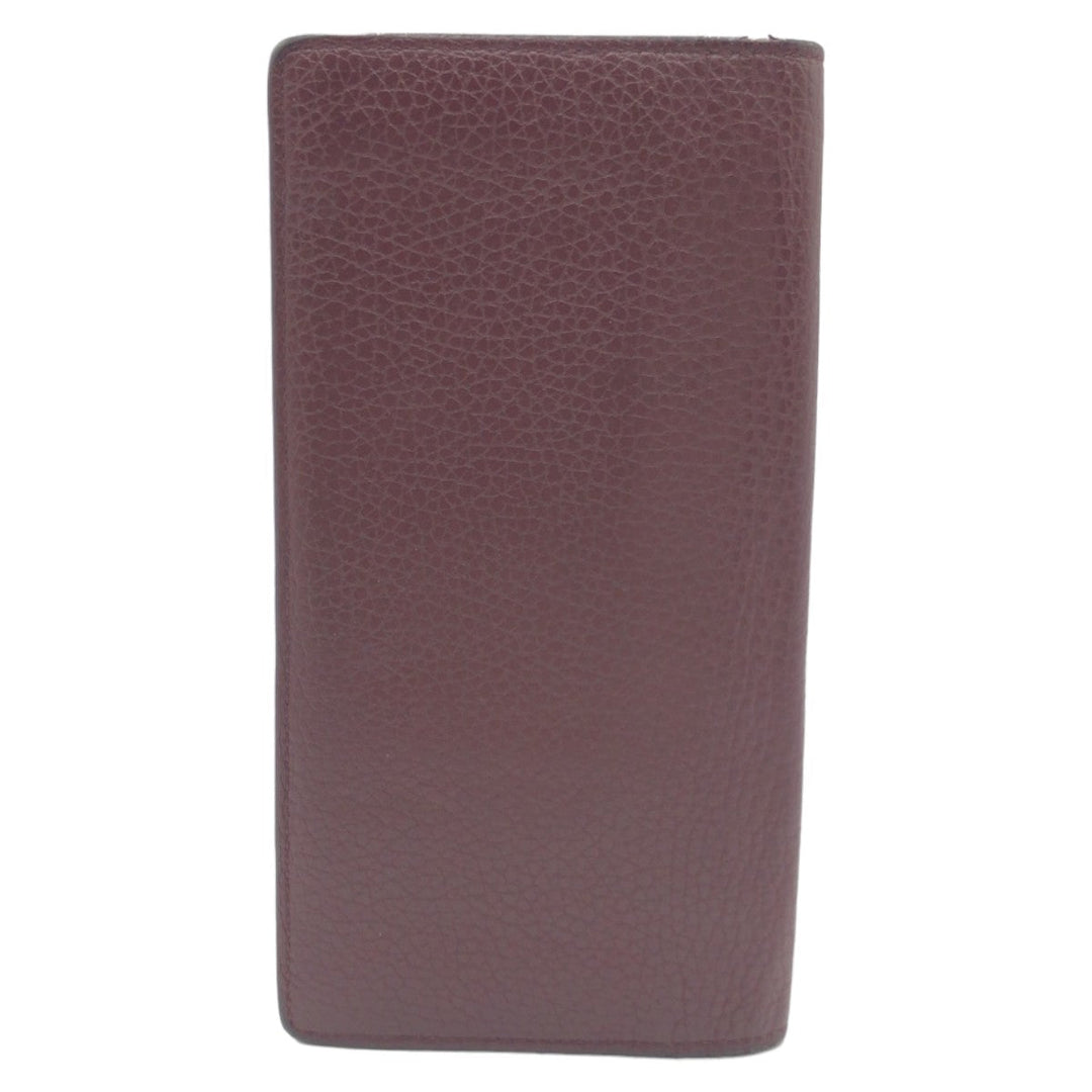 LOUIS VUITTON Long Wallet Purse M58202 leather Brown Silver Metal Long Wallet Purse Taurillon Clemence Portefeuille Braza mens Used Authentic