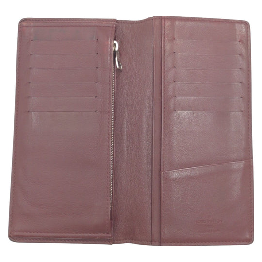 LOUIS VUITTON Long Wallet Purse M58202 leather Brown Silver Metal Long Wallet Purse Taurillon Clemence Portefeuille Braza mens Used Authentic