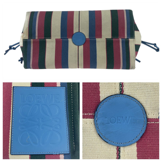 LOEWE Tote Bag Canvas, Leather multicolor Tote Bag Shoulder Bag anagram Cushion tote Women Used Authentic