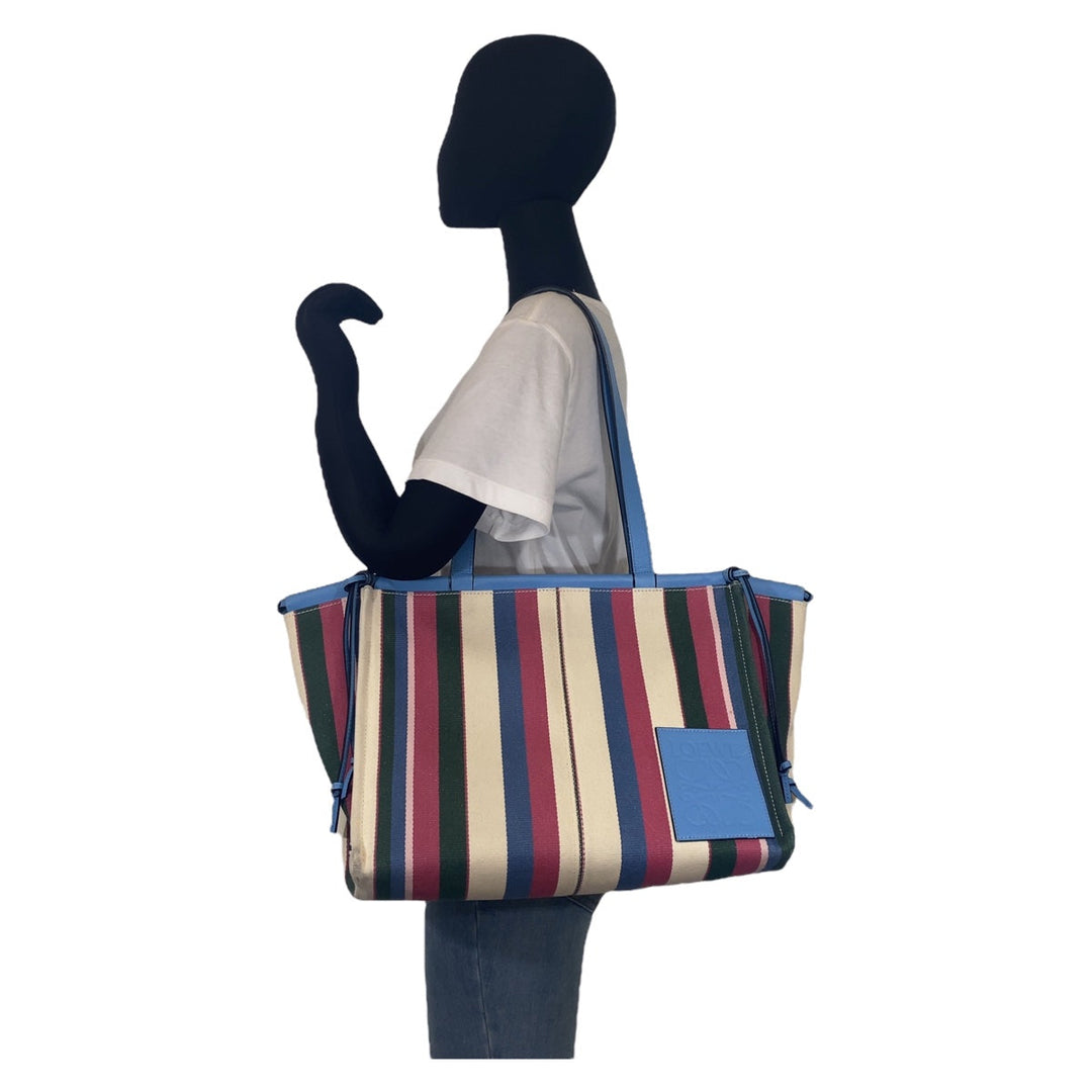 LOEWE Tote Bag Canvas, Leather multicolor Tote Bag Shoulder Bag anagram Cushion tote Women Used Authentic