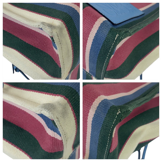 LOEWE Tote Bag Canvas, Leather multicolor Tote Bag Shoulder Bag anagram Cushion tote Women Used Authentic
