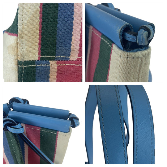 LOEWE Tote Bag Canvas, Leather multicolor Tote Bag Shoulder Bag anagram Cushion tote Women Used Authentic