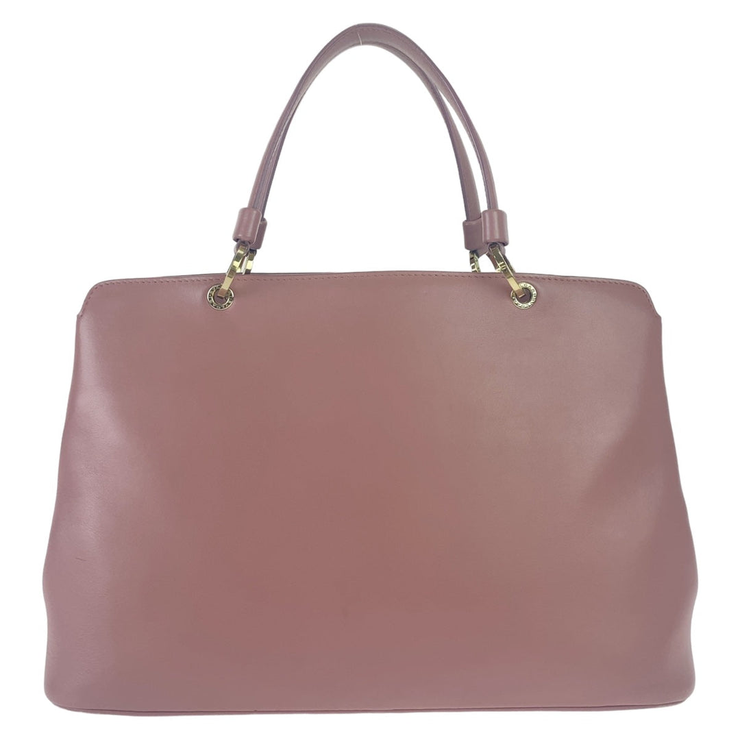 BVLGARI Tote Bag leather Pink Gold Metal Tote Bag Handbag Shoulder Bag Bulgari Bulgari Women Used Authentic
