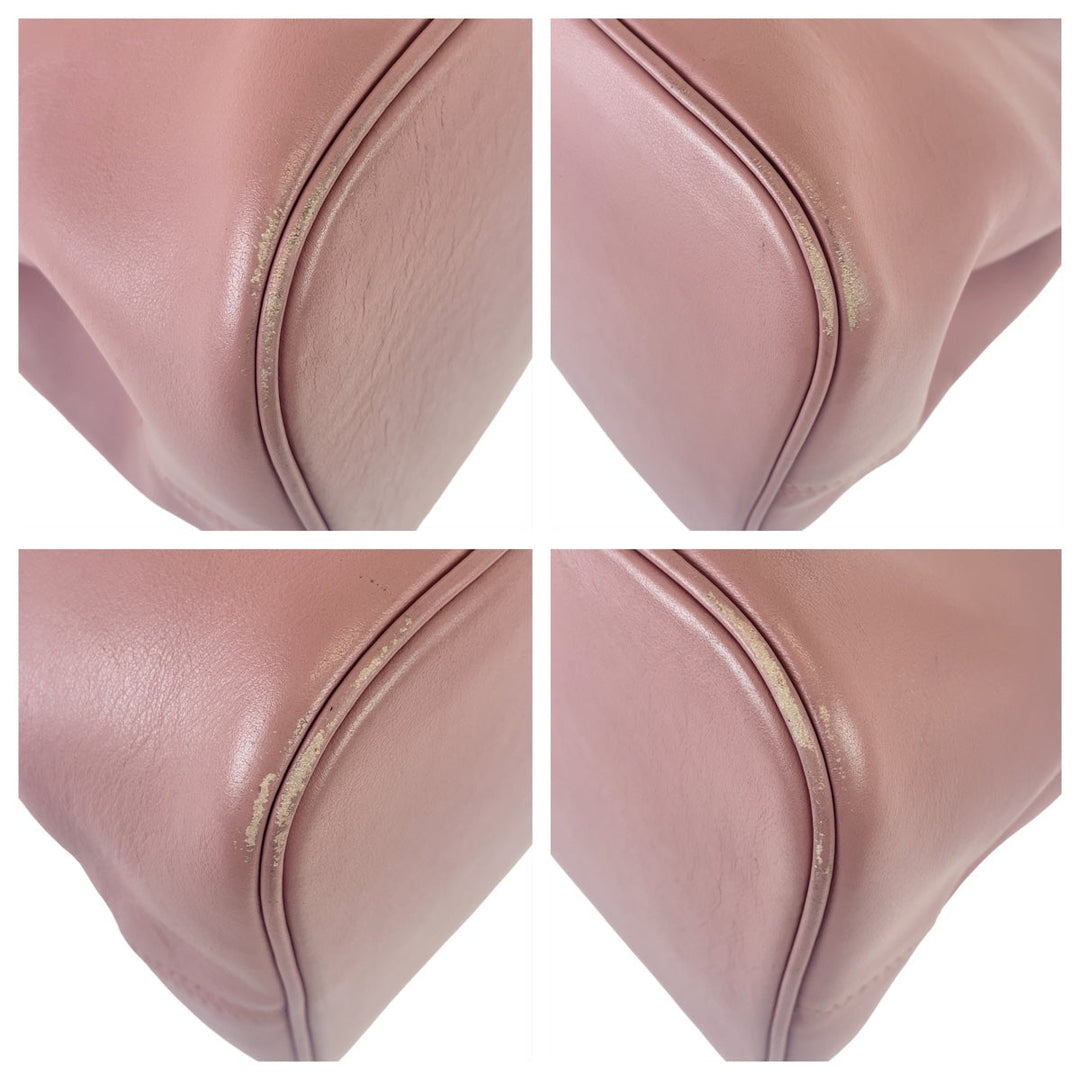 BVLGARI Tote Bag leather Pink Gold Metal Tote Bag Handbag Shoulder Bag Bulgari Bulgari Women Used Authentic