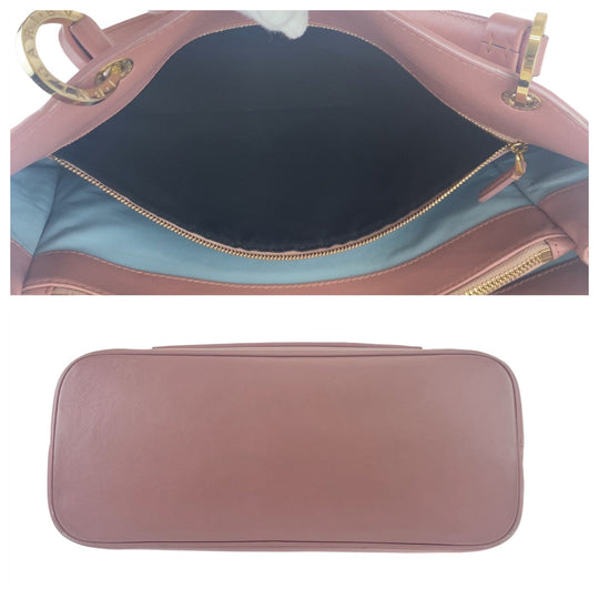 BVLGARI Tote Bag leather Pink Gold Metal Tote Bag Handbag Shoulder Bag Bulgari Bulgari Women Used Authentic