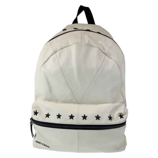 JIMMY CHOO Backpack Calfskin white white black black Backpack Star studs mens Used Authentic