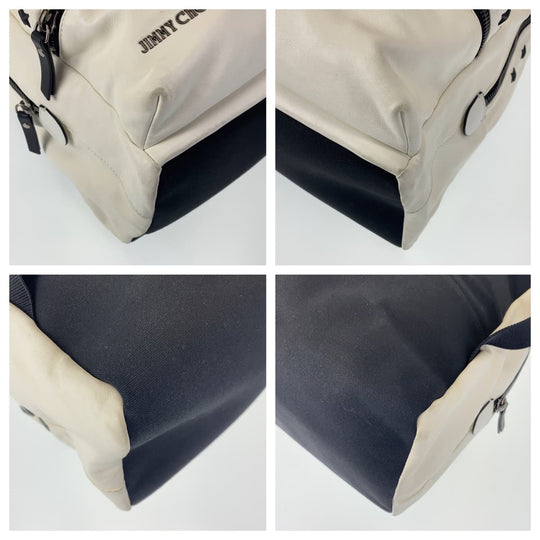 JIMMY CHOO Backpack Calfskin white white black black Backpack Star studs mens Used Authentic