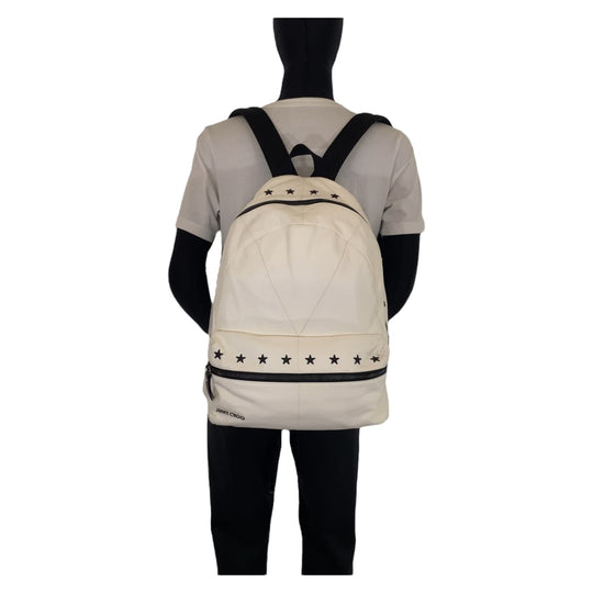 JIMMY CHOO Backpack Calfskin white white black black Backpack Star studs mens Used Authentic