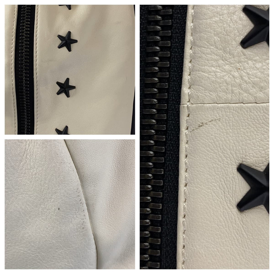 JIMMY CHOO Backpack Calfskin white white black black Backpack Star studs mens Used Authentic