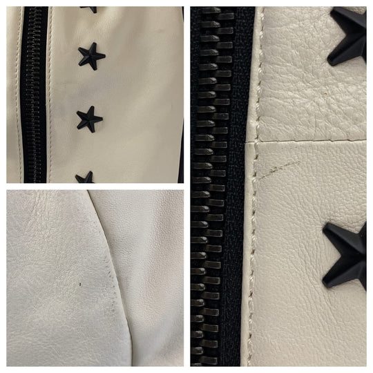 JIMMY CHOO Backpack Calfskin white white black black Backpack Star studs mens Used Authentic