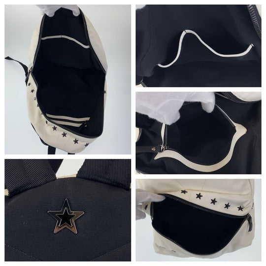 JIMMY CHOO Backpack Calfskin white white black black Backpack Star studs mens Used Authentic