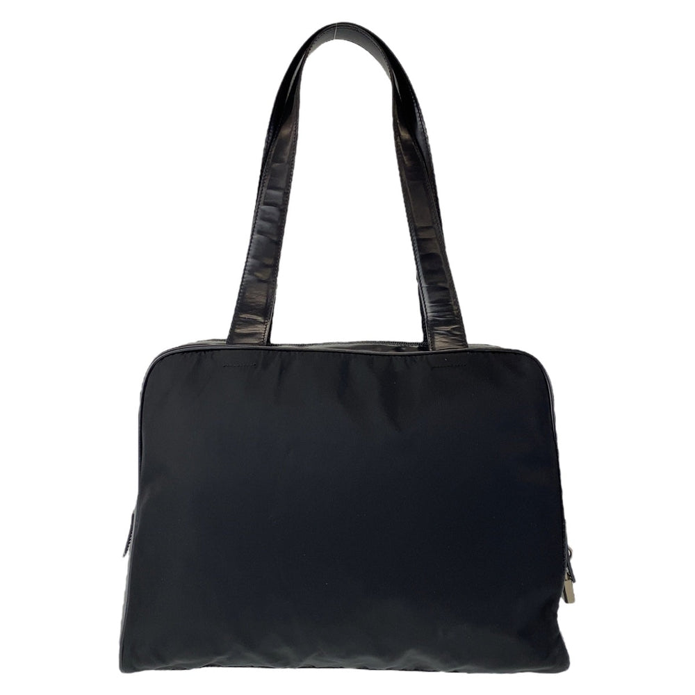 PRADA Shoulder Bag Nylon, Leather Black Silver Metal Shoulder Bag handbag Test Triangle With logo Women Used Authentic