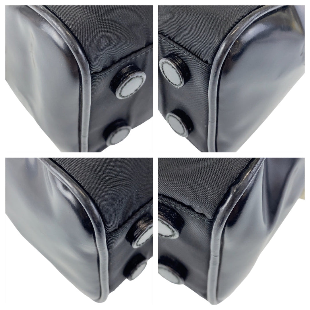 PRADA Shoulder Bag Nylon, Leather Black Silver Metal Shoulder Bag handbag Test Triangle With logo Women Used Authentic