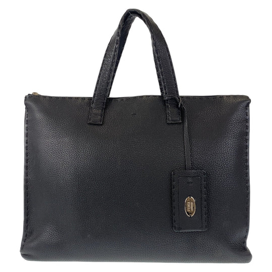 FENDI Business bag leather Black SilverMetal Business bag briefcase handbag Celeria mens Used Authentic
