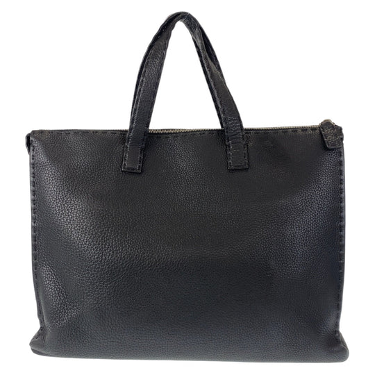 FENDI Business bag leather Black SilverMetal Business bag briefcase handbag Celeria mens Used Authentic