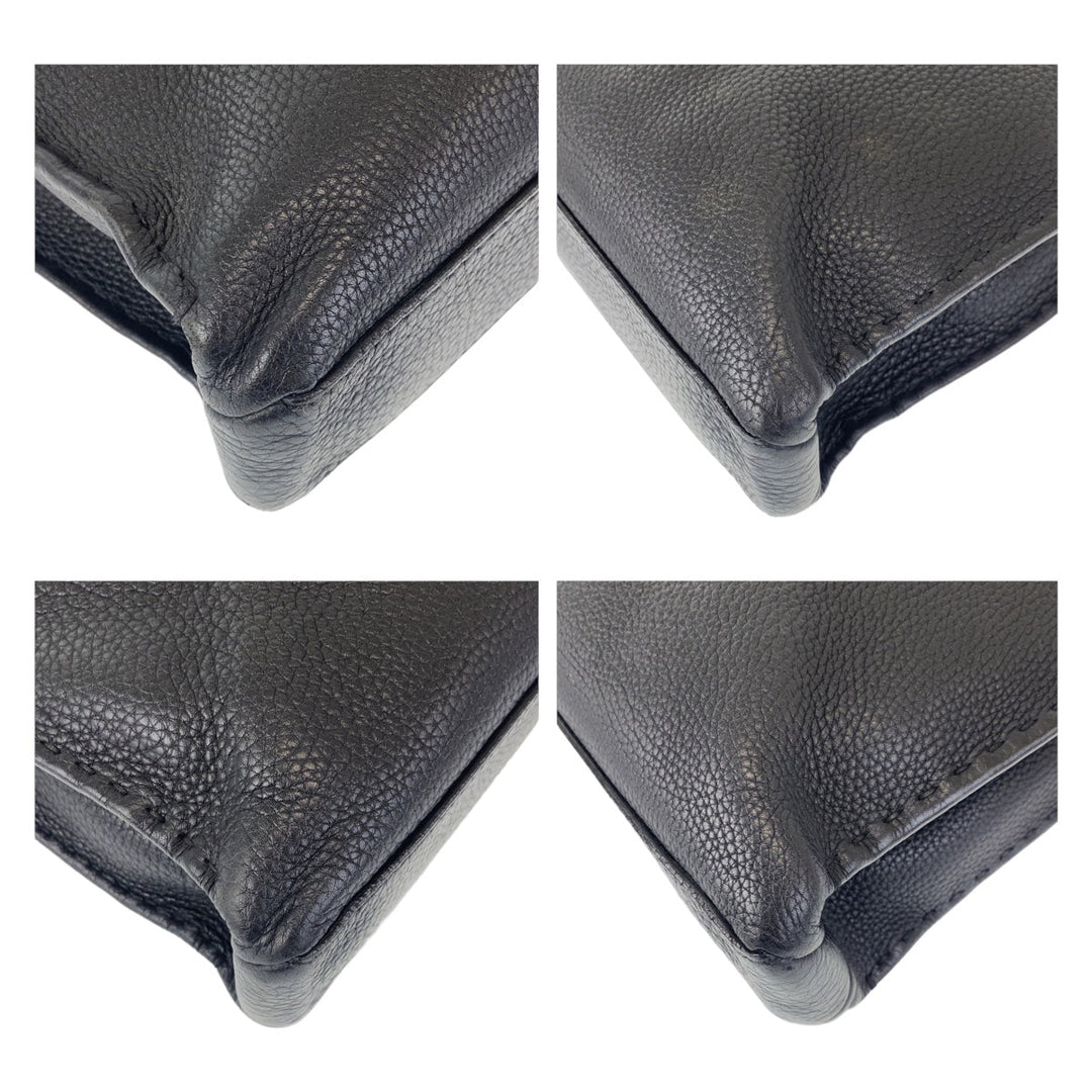 FENDI Business bag leather Black SilverMetal Business bag briefcase handbag Celeria mens Used Authentic