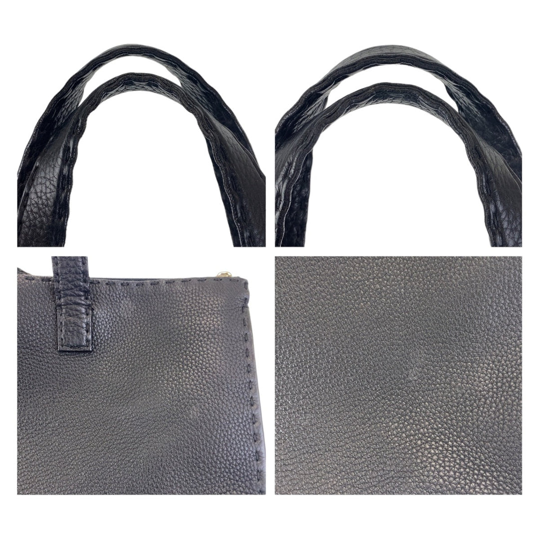 FENDI Business bag leather Black SilverMetal Business bag briefcase handbag Celeria mens Used Authentic