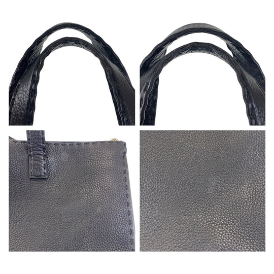 FENDI Business bag leather Black SilverMetal Business bag briefcase handbag Celeria mens Used Authentic