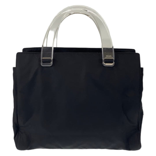 PRADA Tote Bag Nylon black Tote Bag handbag Test Triangle logo plastic handle Women Used Authentic