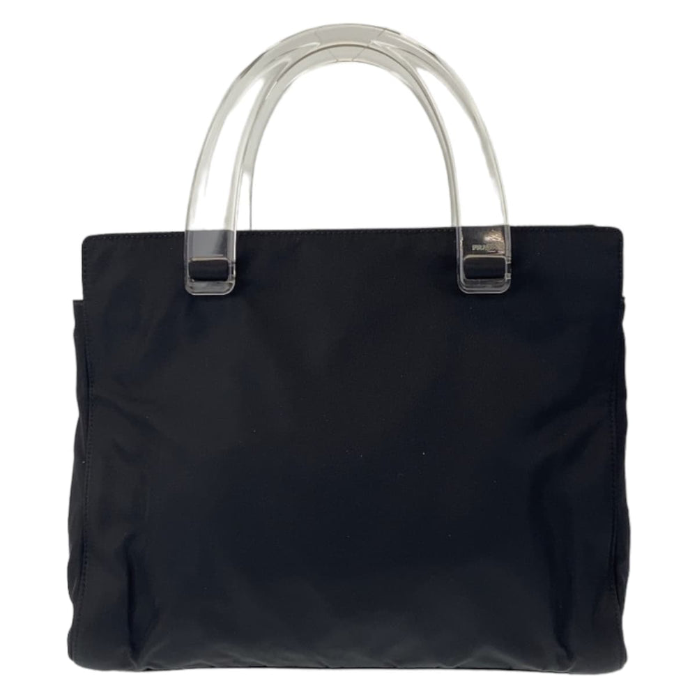 PRADA Tote Bag Nylon black Tote Bag handbag Test Triangle logo plastic handle Women Used Authentic