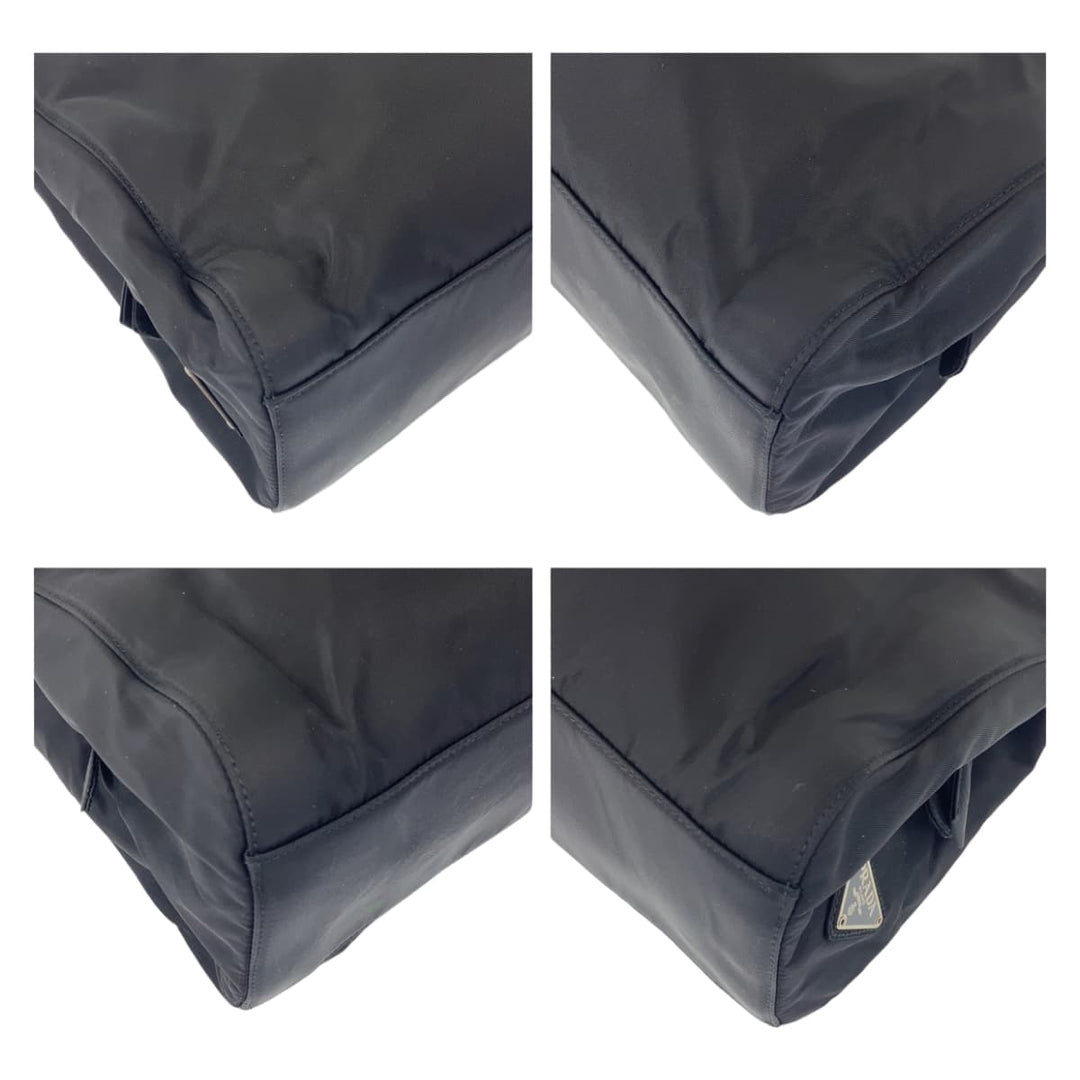 PRADA Tote Bag Nylon black Tote Bag handbag Test Triangle logo plastic handle Women Used Authentic