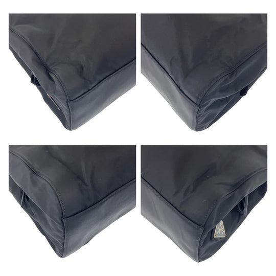 PRADA Tote Bag Nylon black Tote Bag handbag Test Triangle logo plastic handle Women Used Authentic