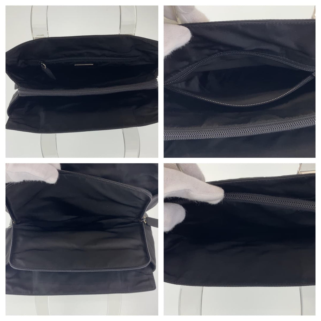 PRADA Tote Bag Nylon black Tote Bag handbag Test Triangle logo plastic handle Women Used Authentic