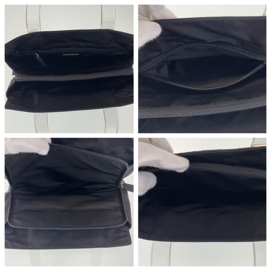 PRADA Tote Bag Nylon black Tote Bag handbag Test Triangle logo plastic handle Women Used Authentic