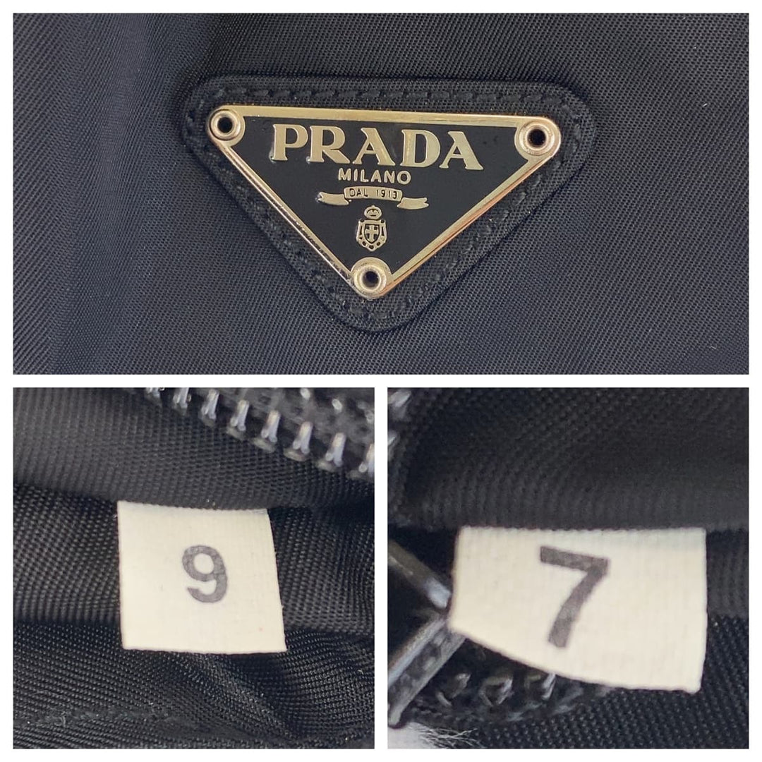 PRADA Tote Bag Nylon black Tote Bag handbag Test Triangle logo plastic handle Women Used Authentic
