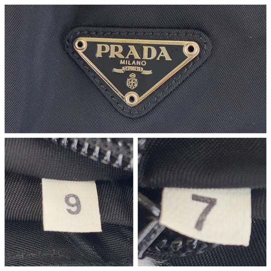 PRADA Tote Bag Nylon black Tote Bag handbag Test Triangle logo plastic handle Women Used Authentic