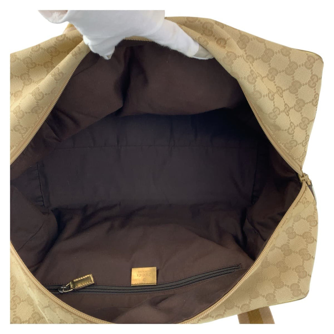 GUCCI Boston Duffel bag 153240 GG canvas Beige Gold Metal Boston Duffel bag Handbag Unisex GG pattern Women Used Authentic