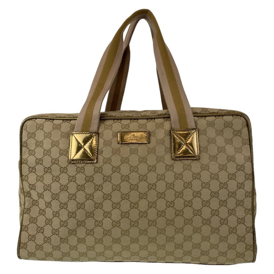 GUCCI Boston Duffel bag 153240 GG canvas Beige Gold Metal Boston Duffel bag Handbag Unisex GG pattern Women Used Authentic
