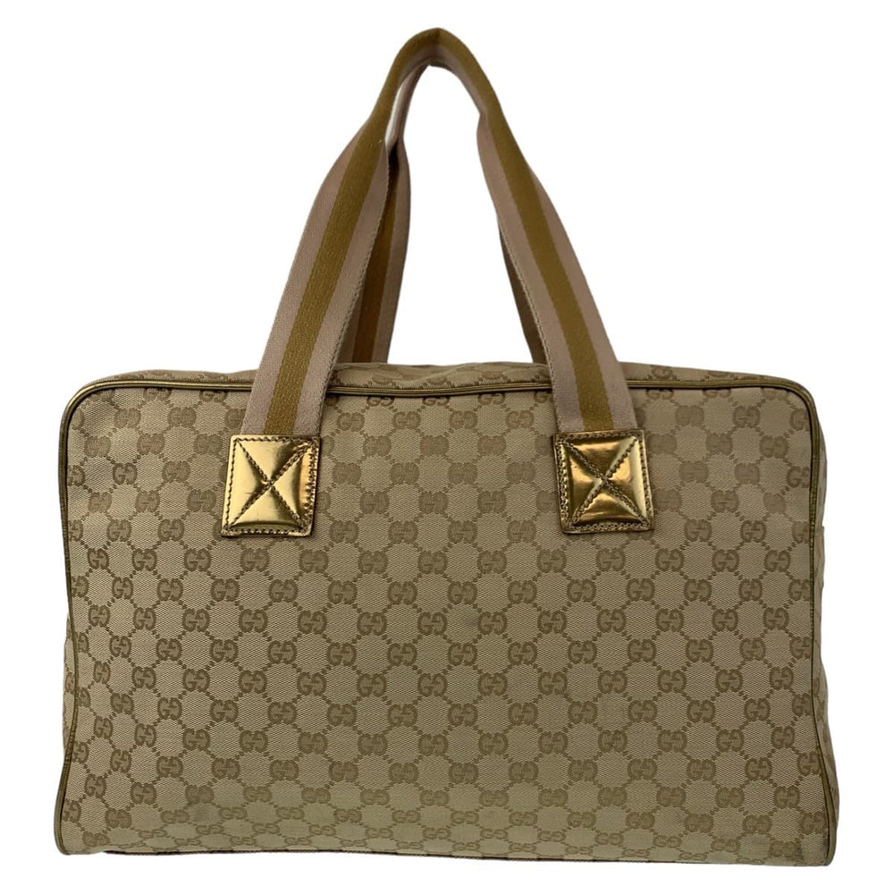 GUCCI Boston Duffel bag 153240 GG canvas Beige Gold Metal Boston Duffel bag Handbag Unisex GG pattern Women Used Authentic