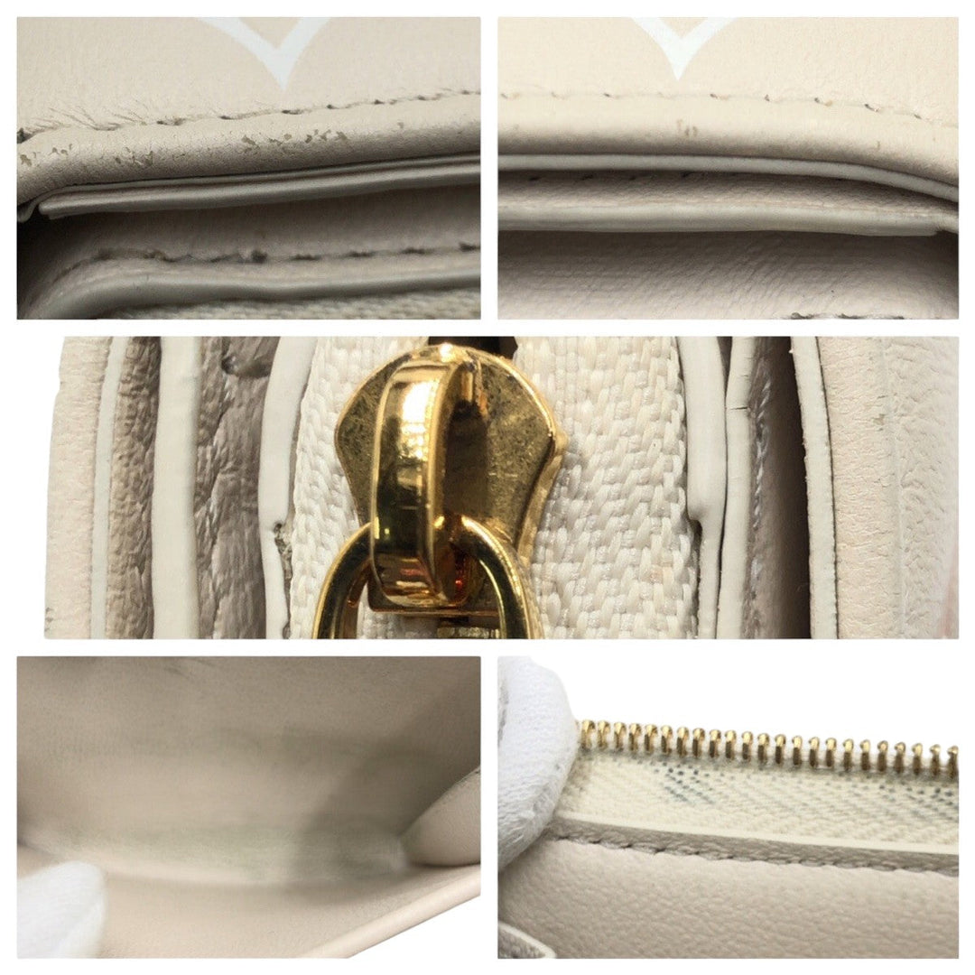 LOUIS VUITTON Bifold Wallet M82291 leather Beige Gold Metal Bifold Wallet compact wallet Monogram Portefeuille You Women Used Authentic