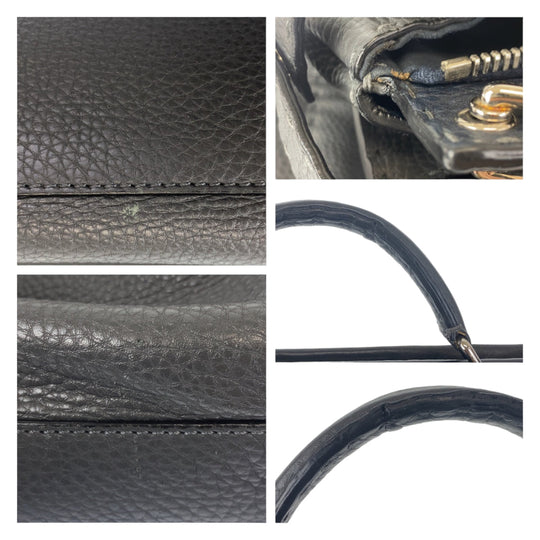 FENDI Business bag leather Grey SilverMetal Business Bag A4 Compatible Shoulder Bag Celeria Peekaboo mens Used Authentic