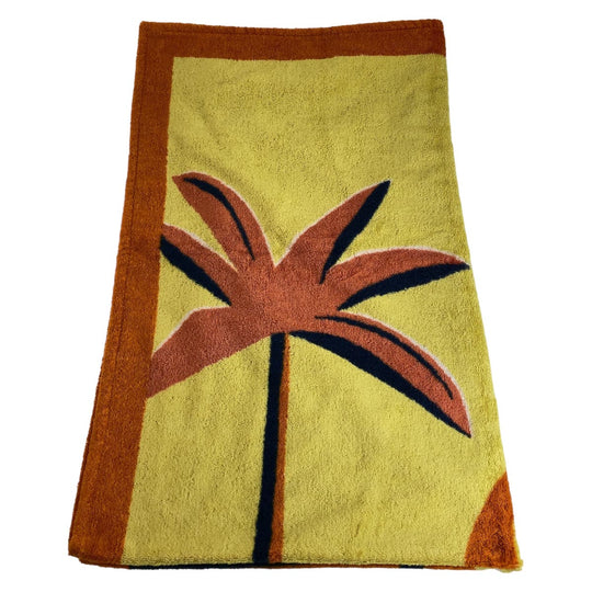 HERMES towel cotton Orange multicolor Beach towel Aprs La Vague Beach towel Women Used Authentic