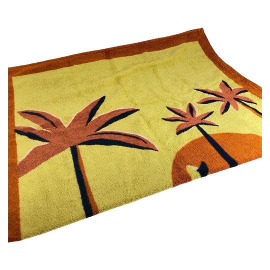 HERMES towel cotton Orange multicolor Beach towel Aprs La Vague Beach towel Women Used Authentic