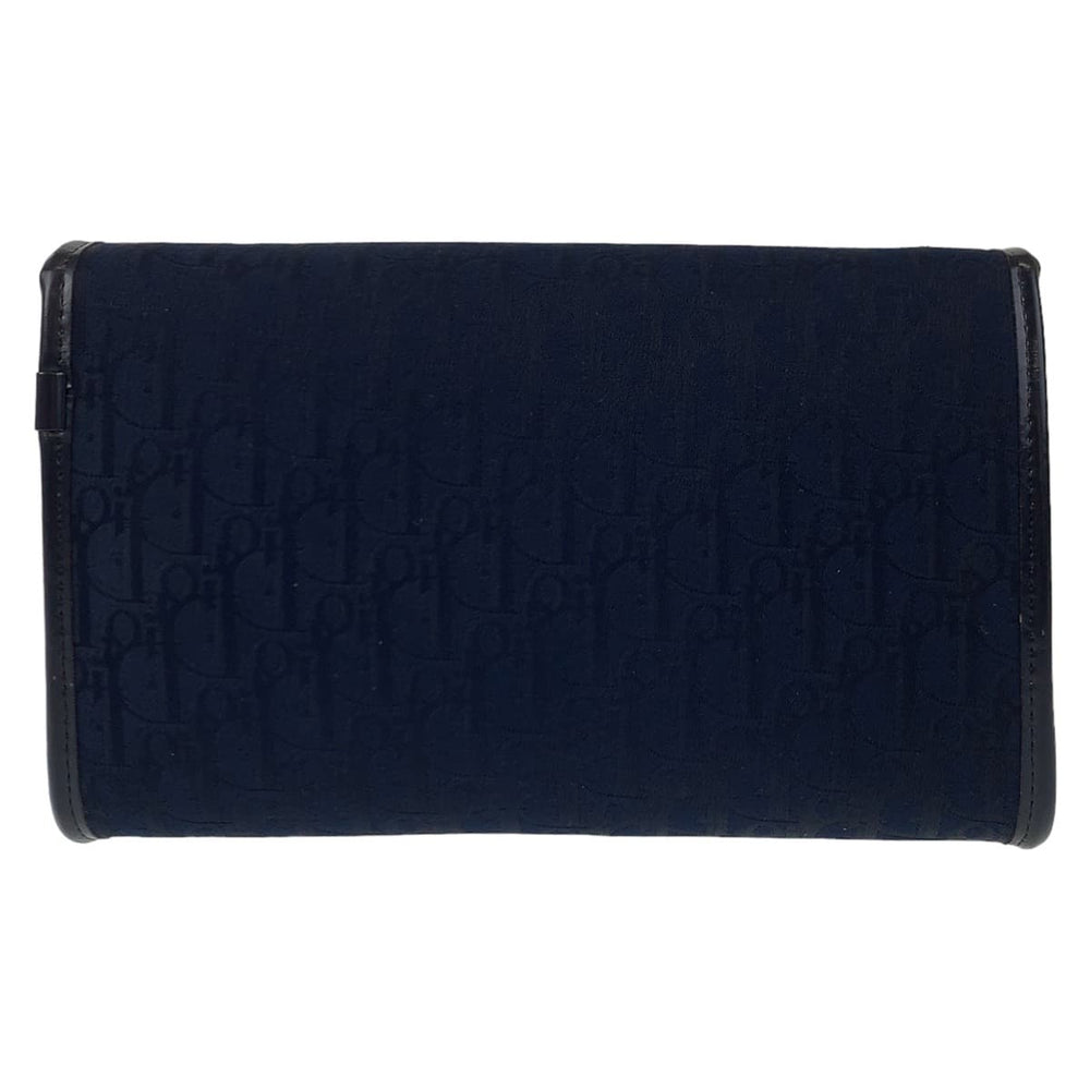 Dior Shoulder Bag canvas Navy Gold Metal Chain Shoulder Bag Handbag 2way Trotter Women Used Authentic