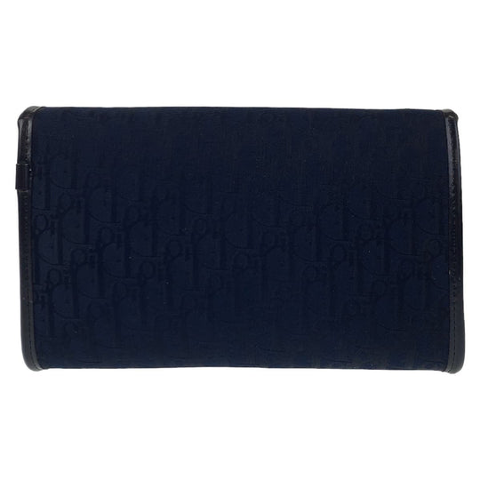Dior Shoulder Bag canvas Navy Gold Metal Chain Shoulder Bag Handbag 2way Trotter Women Used Authentic