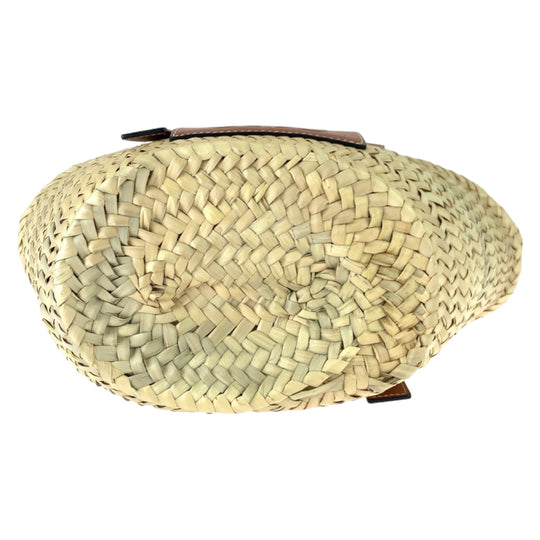 LOEWE Tote Bag 327 02 S93 Raffia, Leather Beige Brown SilverMetal Tote Bag handbag basket bag anagram Basket bag Women Used Authentic