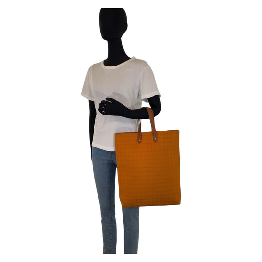 HERMES Tote Bag Canvas, Leather Orange Brown SilverMetal Tote Bag Handbag A4 compatible Amedaba Diago GM Women Used Authentic