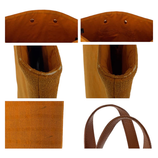 HERMES Tote Bag Canvas, Leather Orange Brown SilverMetal Tote Bag Handbag A4 compatible Amedaba Diago GM Women Used Authentic