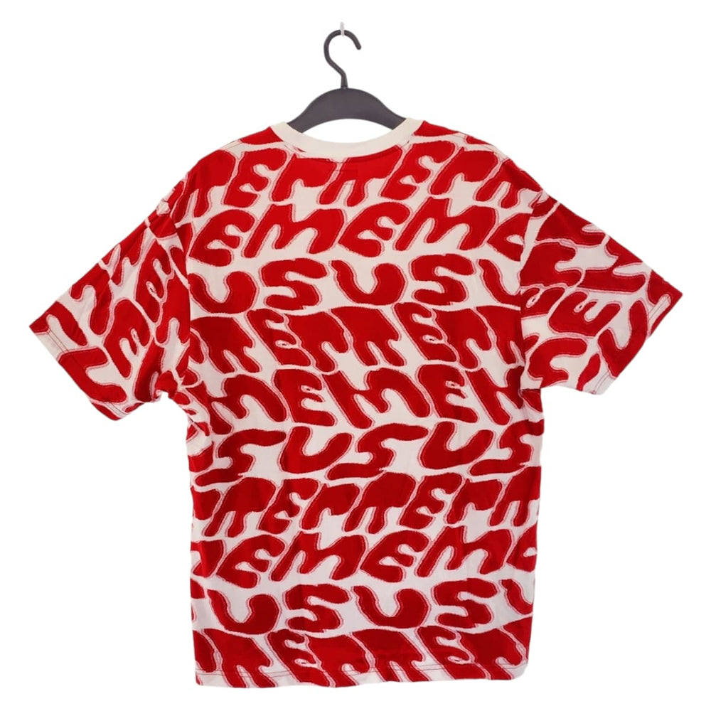 Supreme Short sleeve T-shirt cotton Red White Short sleeve T-shirt crew neck Stacked Intarsia mens XL Used Authentic