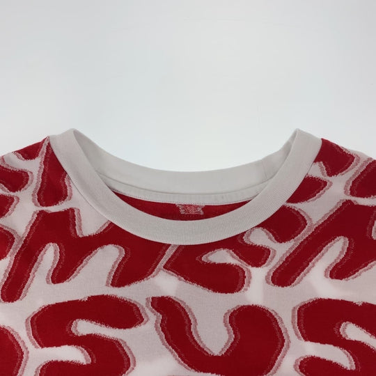 Supreme Short sleeve T-shirt cotton Red White Short sleeve T-shirt crew neck Stacked Intarsia mens XL Used Authentic