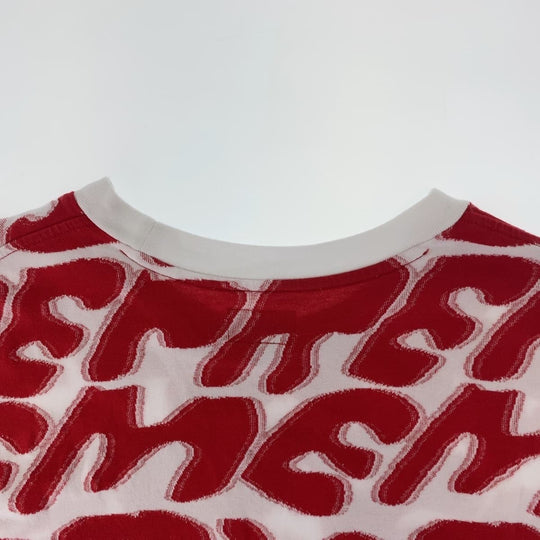 Supreme Short sleeve T-shirt cotton Red White Short sleeve T-shirt crew neck Stacked Intarsia mens XL Used Authentic