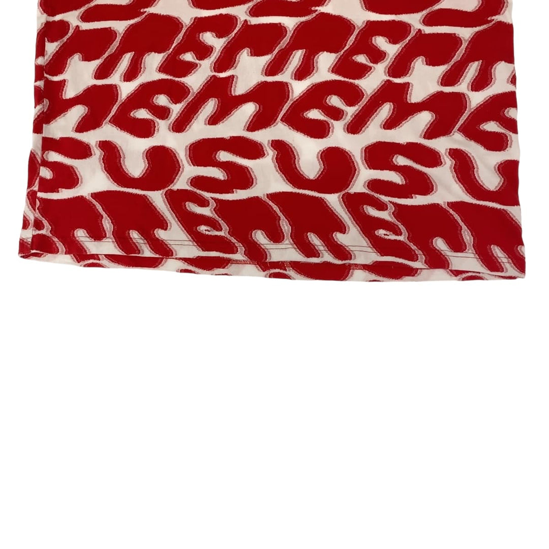 Supreme Short sleeve T-shirt cotton Red White Short sleeve T-shirt crew neck Stacked Intarsia mens XL Used Authentic