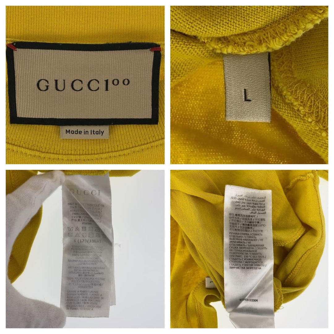 GUCCI Short sleeve T-shirt 655459 XJDXM cotton yellow Short sleeve T-shirt 22705 SOGS mens L Used Authentic