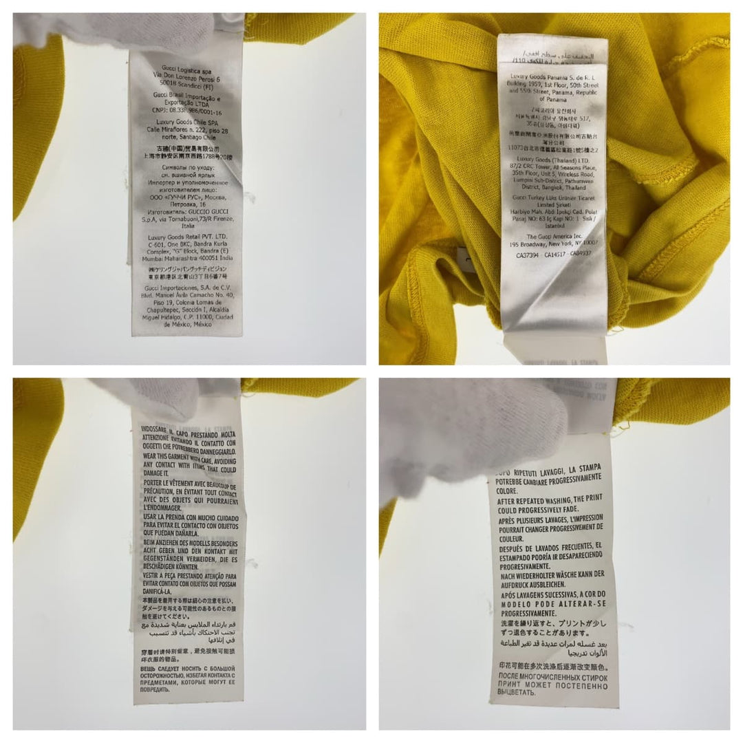 GUCCI Short sleeve T-shirt 655459 XJDXM cotton yellow Short sleeve T-shirt 22705 SOGS mens L Used Authentic