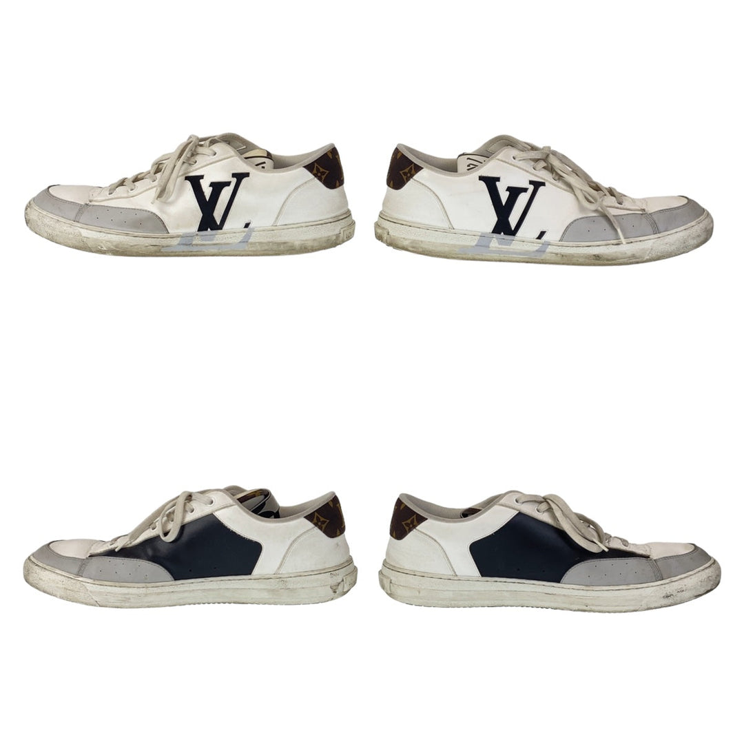 LOUIS VUITTON sneakers leather white white multicolor Low-cut sneakers with LV logo Charlie line mens 11 Used Authentic