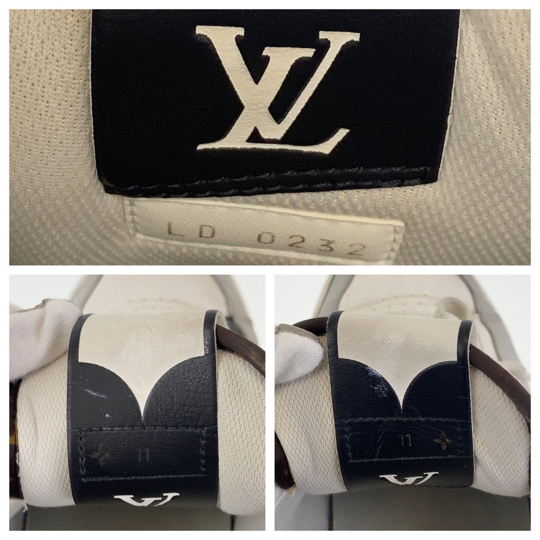 LOUIS VUITTON sneakers leather white white multicolor Low-cut sneakers with LV logo Charlie line mens 11 Used Authentic
